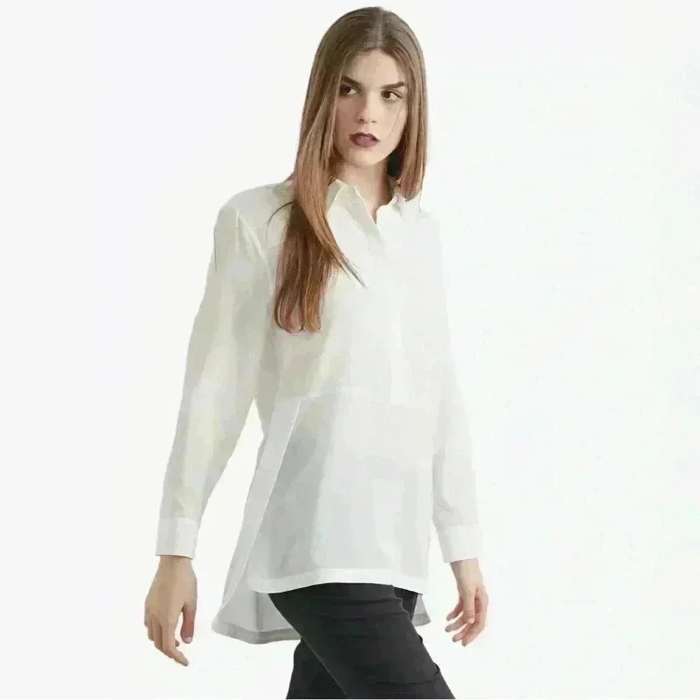 Quinn Cynthia Paneled Button Up Silk Blouse $188